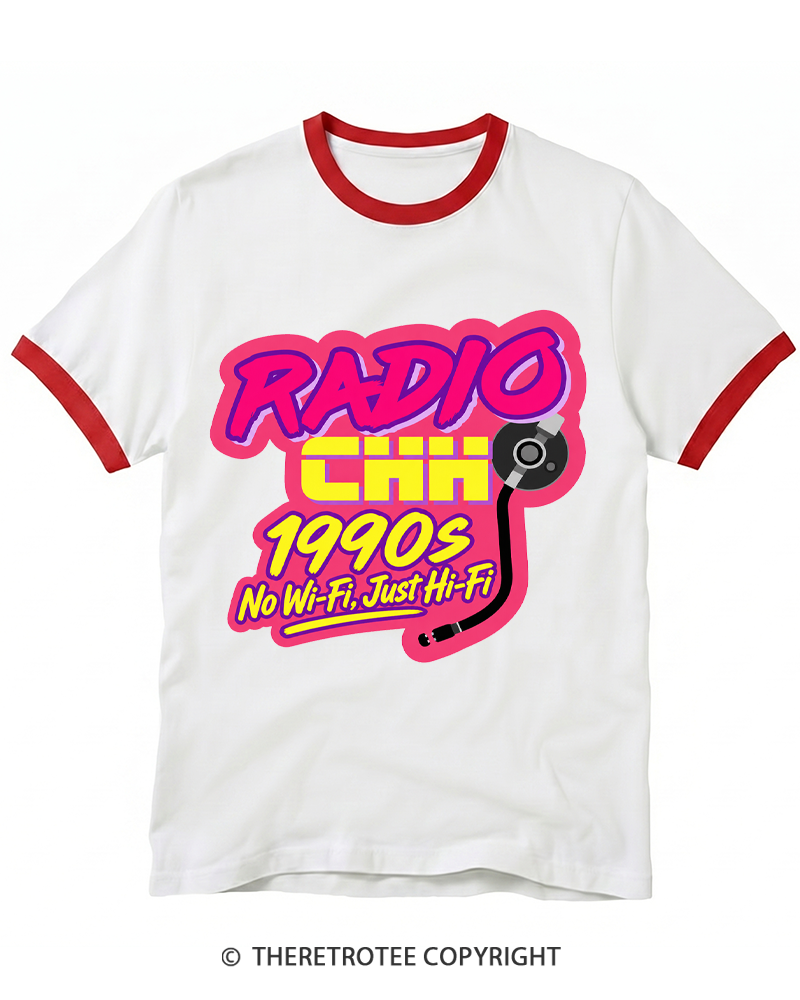 TheRetroTee No Wi-Fi, Just Hi-Fi Ringer T-shirt