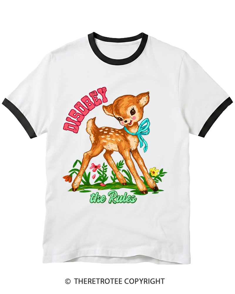 TheRetroTee Disobey The Rules Ringer T-shirt