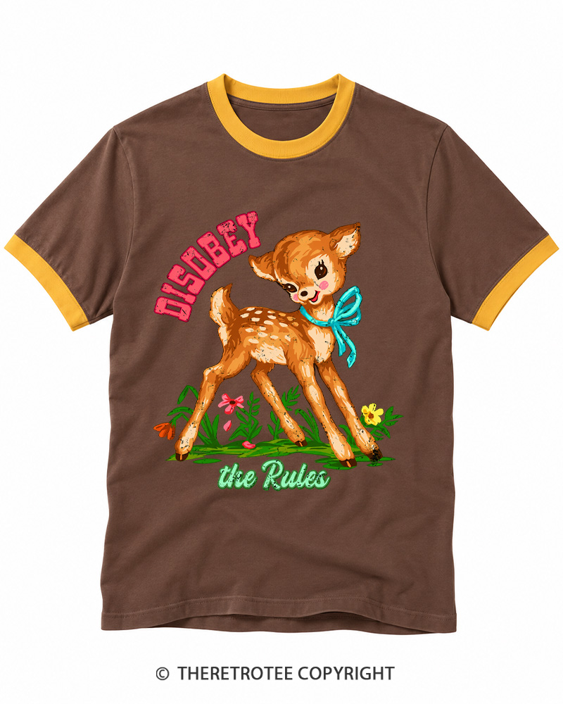 TheRetroTee Disobey The Rules Ringer T-shirt