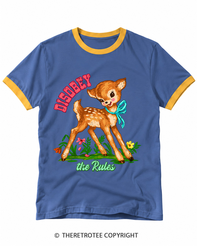 TheRetroTee Disobey The Rules Ringer T-shirt