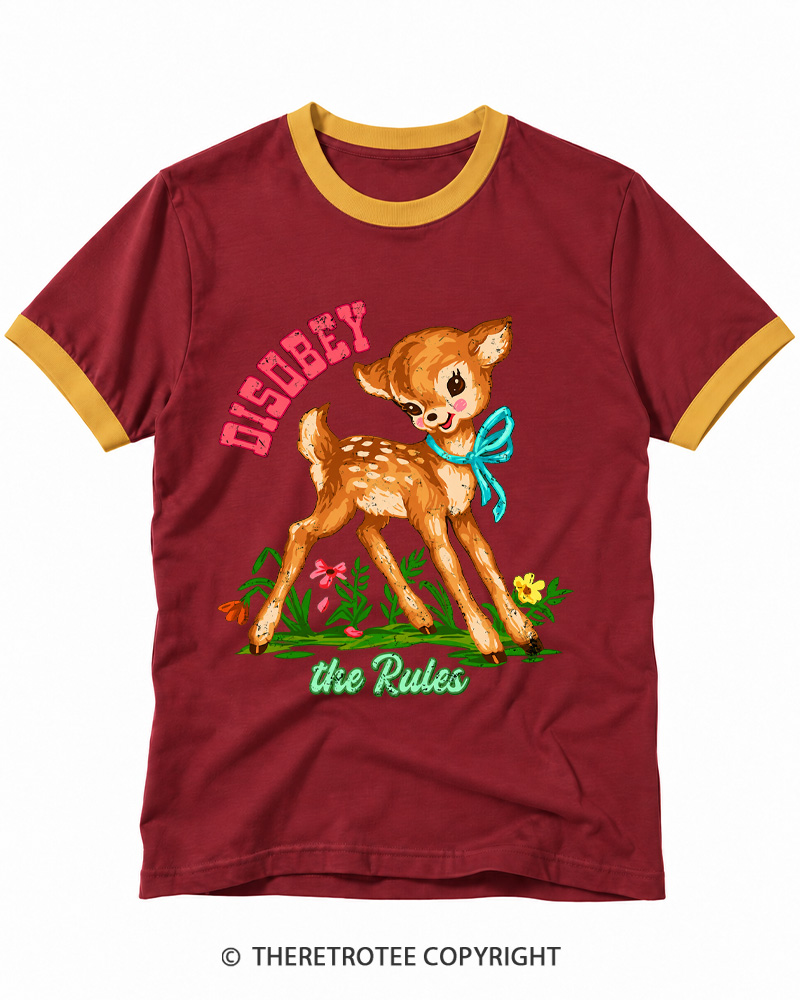 TheRetroTee Disobey The Rules Ringer T-shirt