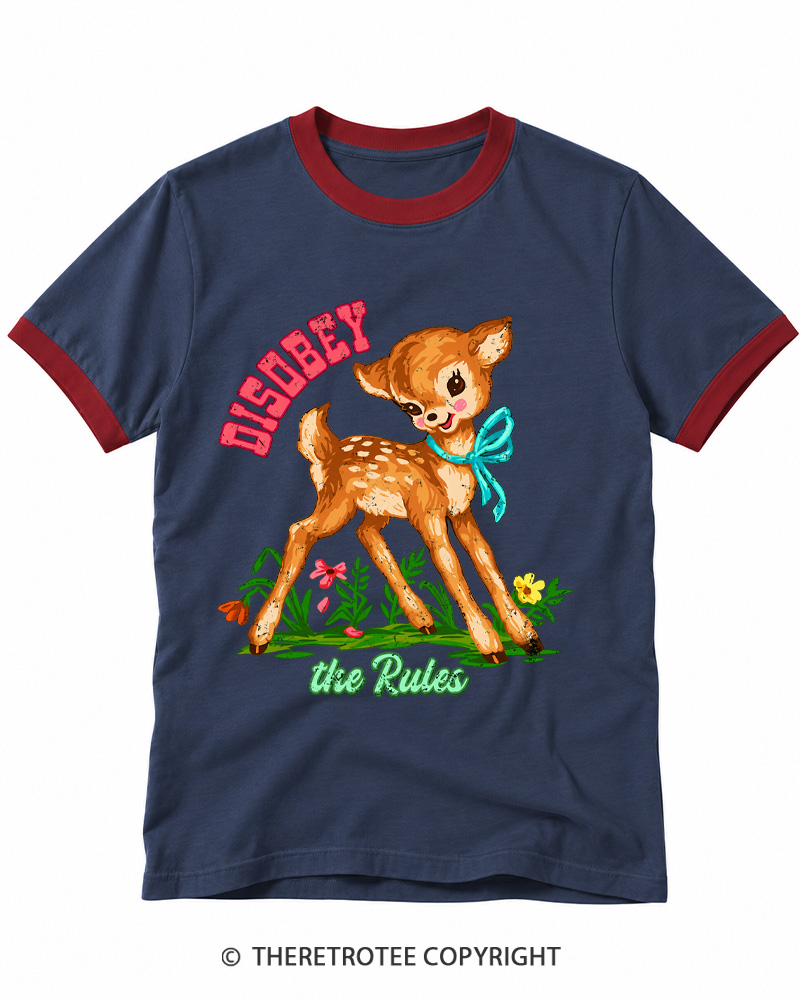 TheRetroTee Disobey The Rules Ringer T-shirt