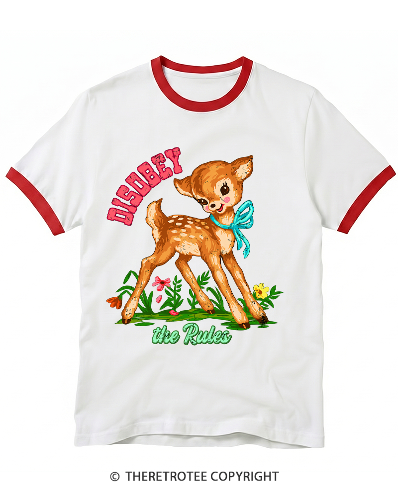 TheRetroTee Disobey The Rules Ringer T-shirt