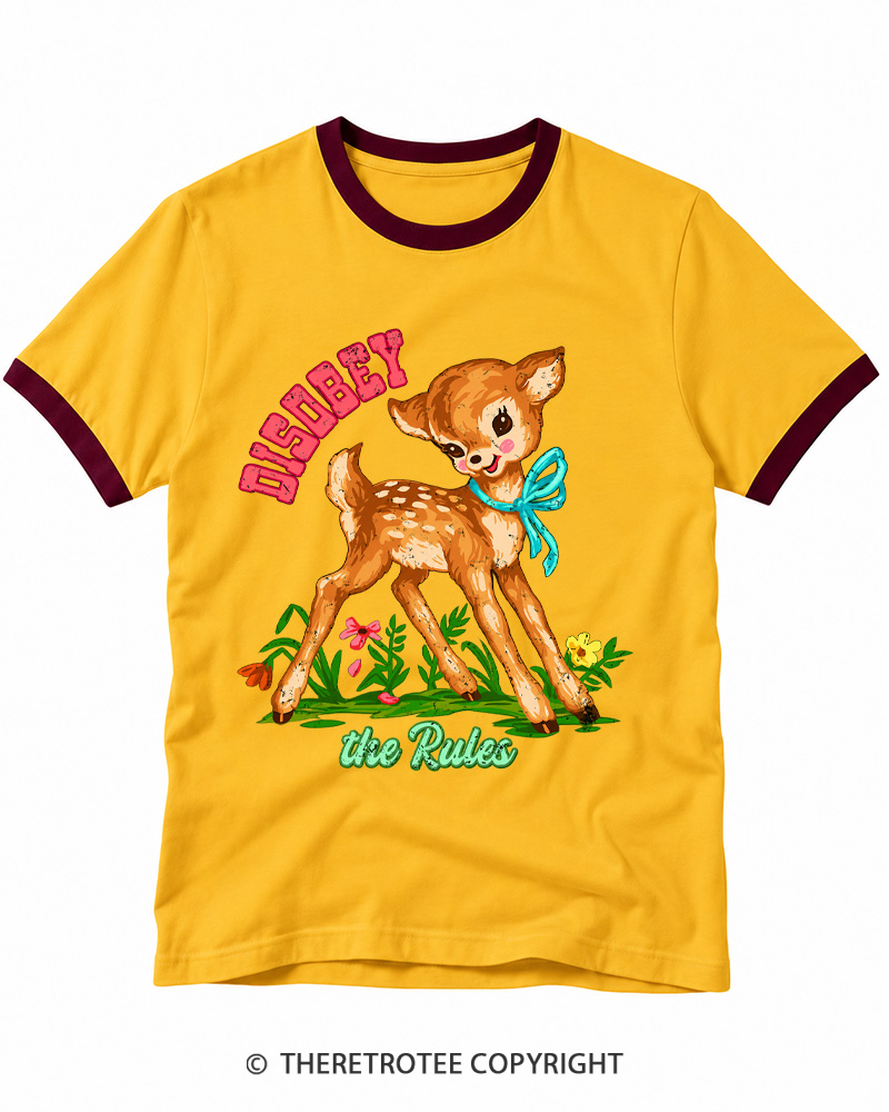 TheRetroTee Disobey The Rules Ringer T-shirt