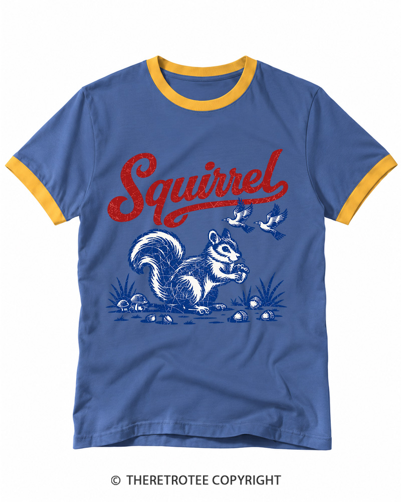 TheRetroTee Forest Squirrel Ringer T-shirt