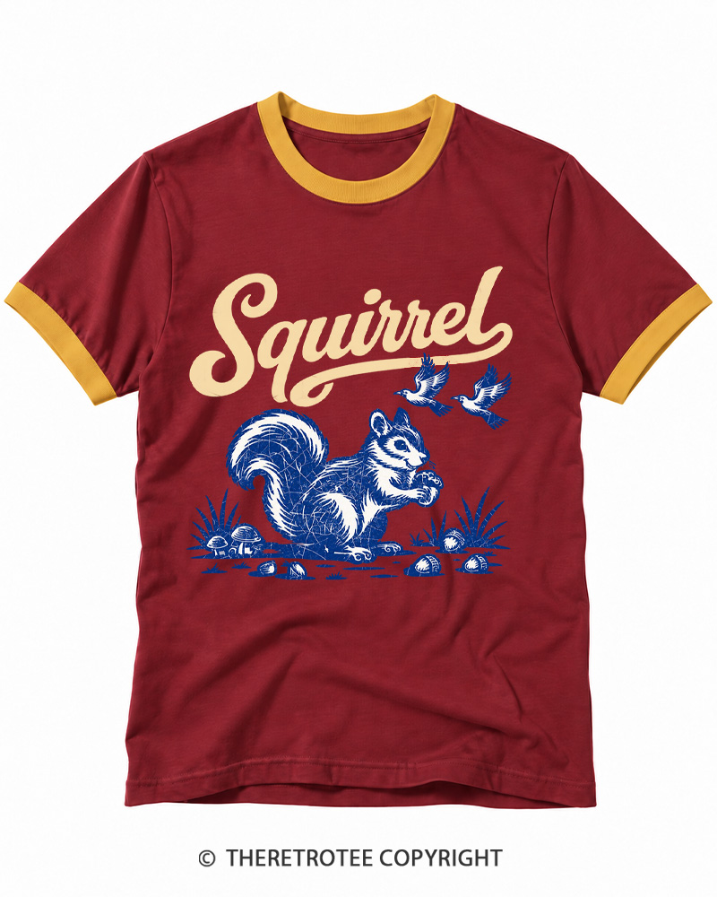 TheRetroTee Forest Squirrel Ringer T-shirt