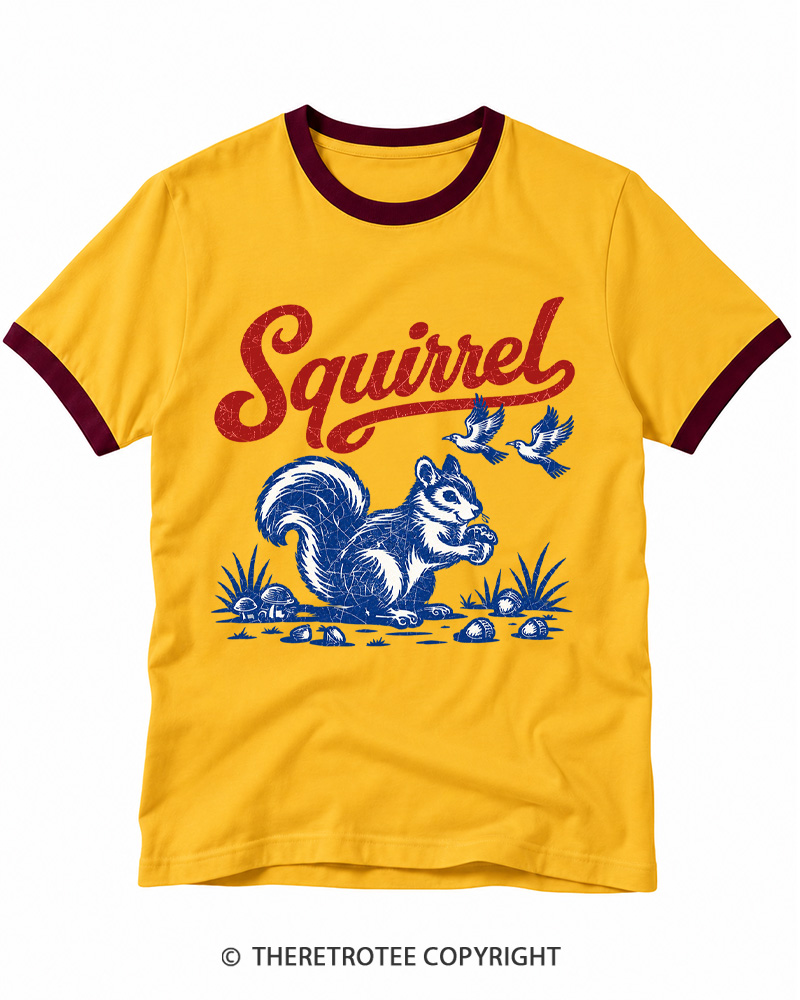 TheRetroTee Forest Squirrel Ringer T-shirt