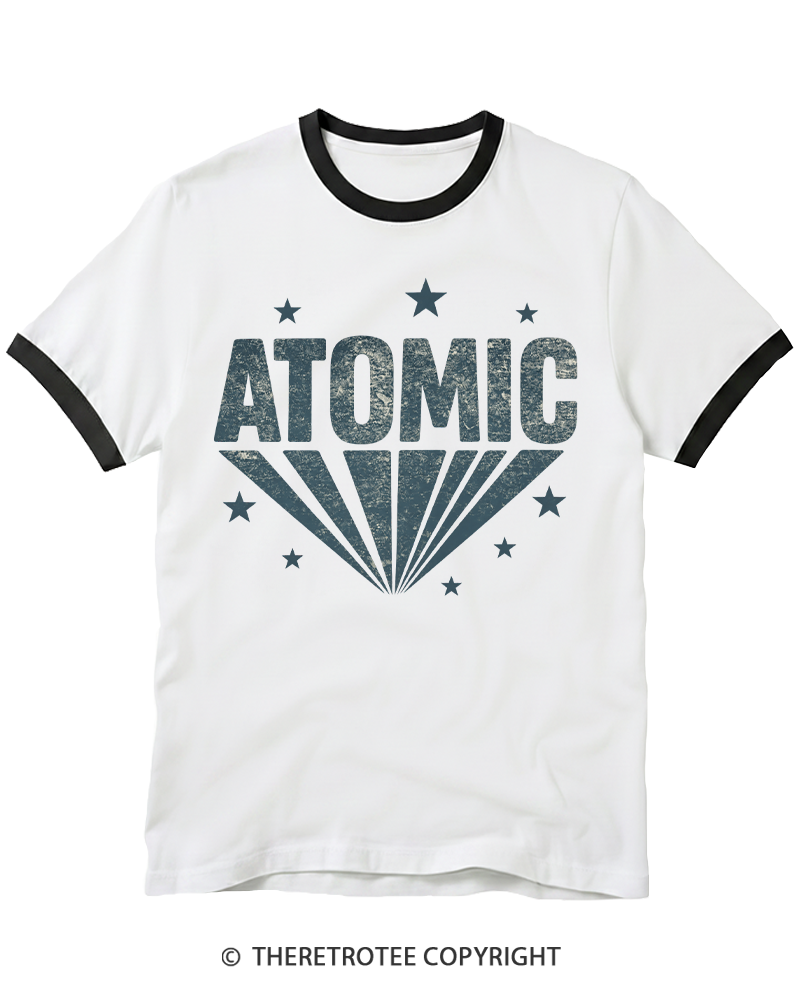 TheRetroTee Atomic Inspired Minimalist Starburst 1970s Ringer T-shirt