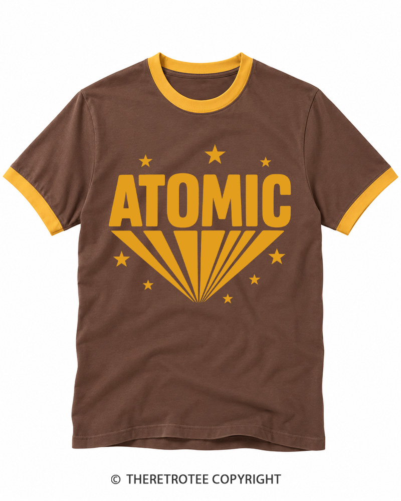 TheRetroTee Atomic Inspired Minimalist Starburst 1970s Ringer T-shirt