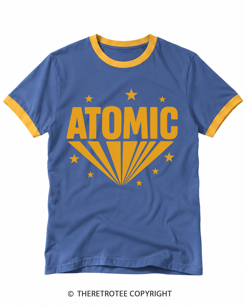 TheRetroTee Atomic Inspired Minimalist Starburst 1970s Ringer T-shirt
