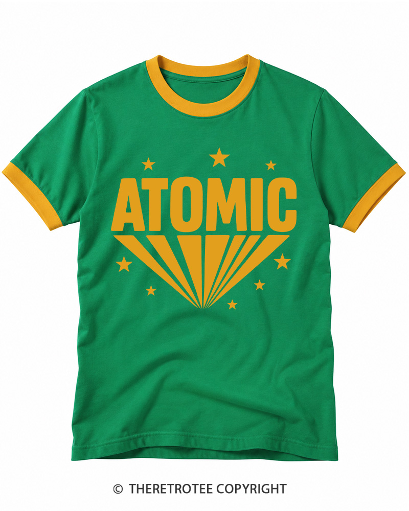 TheRetroTee Atomic Inspired Minimalist Starburst 1970s Ringer T-shirt