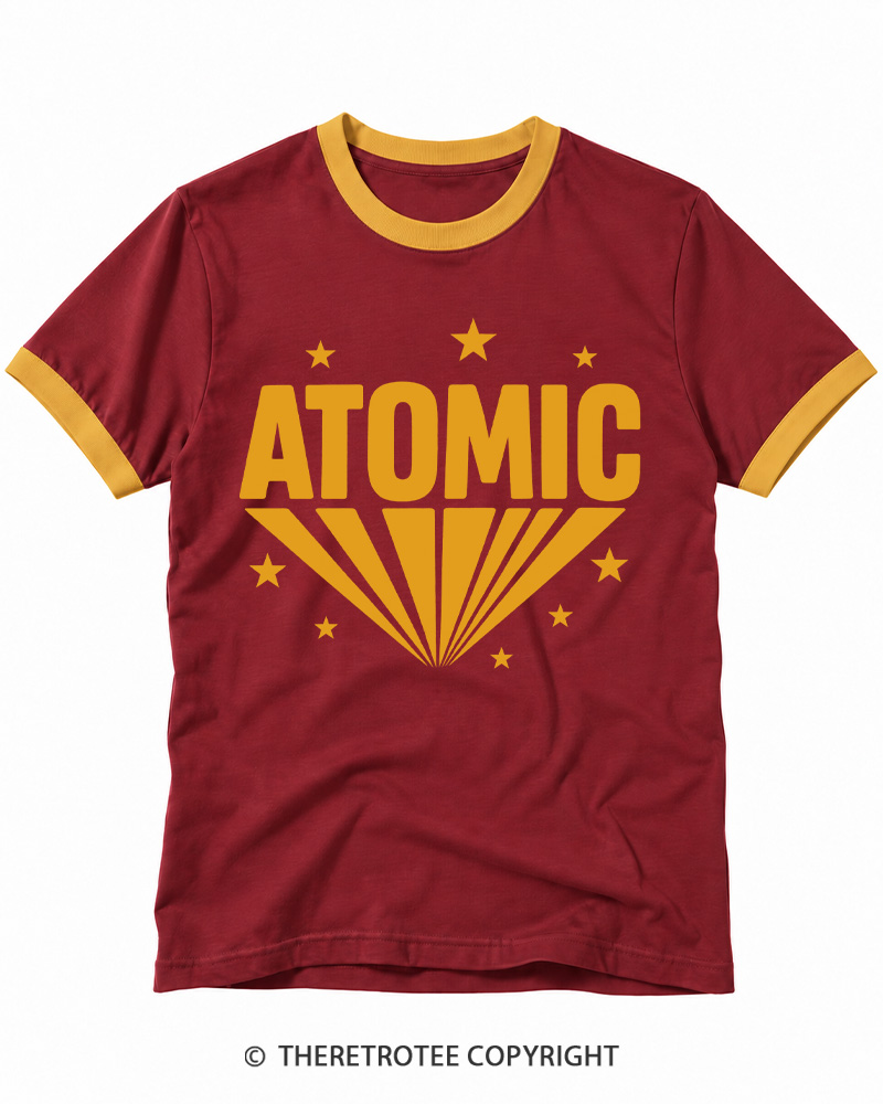 TheRetroTee Atomic Inspired Minimalist Starburst 1970s Ringer T-shirt