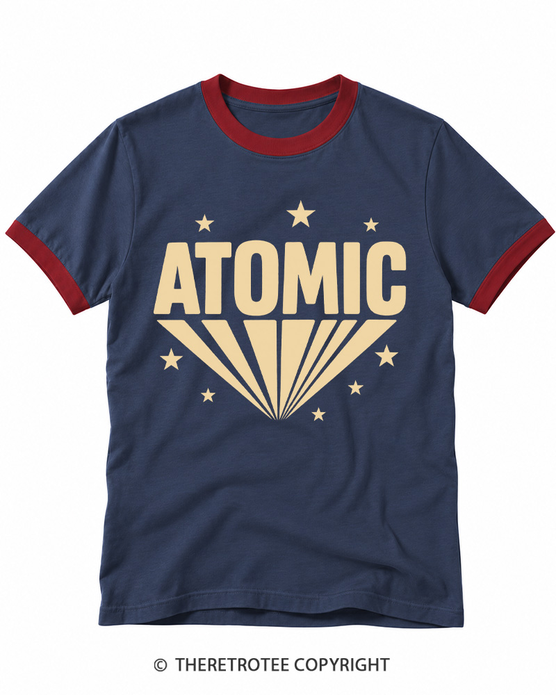 TheRetroTee Atomic Inspired Minimalist Starburst 1970s Ringer T-shirt