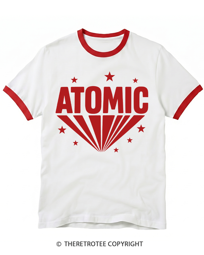 TheRetroTee Atomic Inspired Minimalist Starburst 1970s Ringer T-shirt