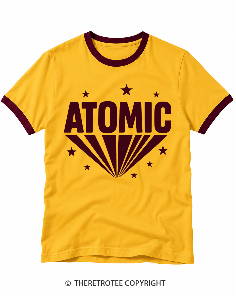 TheRetroTee Atomic Inspired Minimalist Starburst 1970s Ringer T-shirt