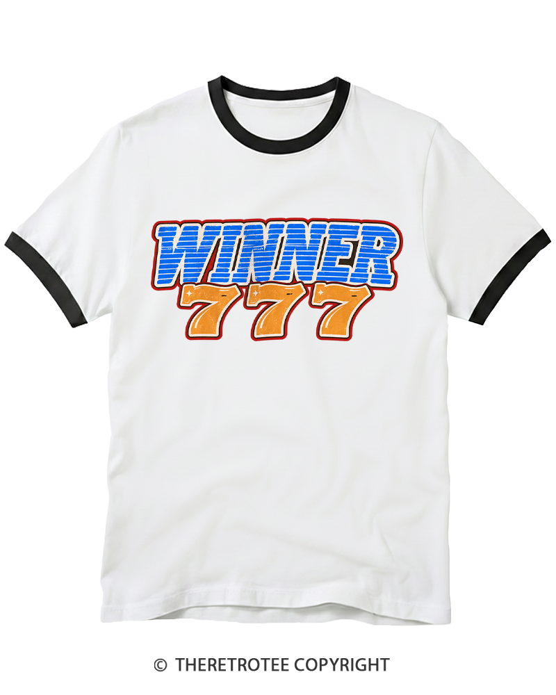 TheRetroTee Winner 777 Lucky Seven 1970s Ringer T-shirt