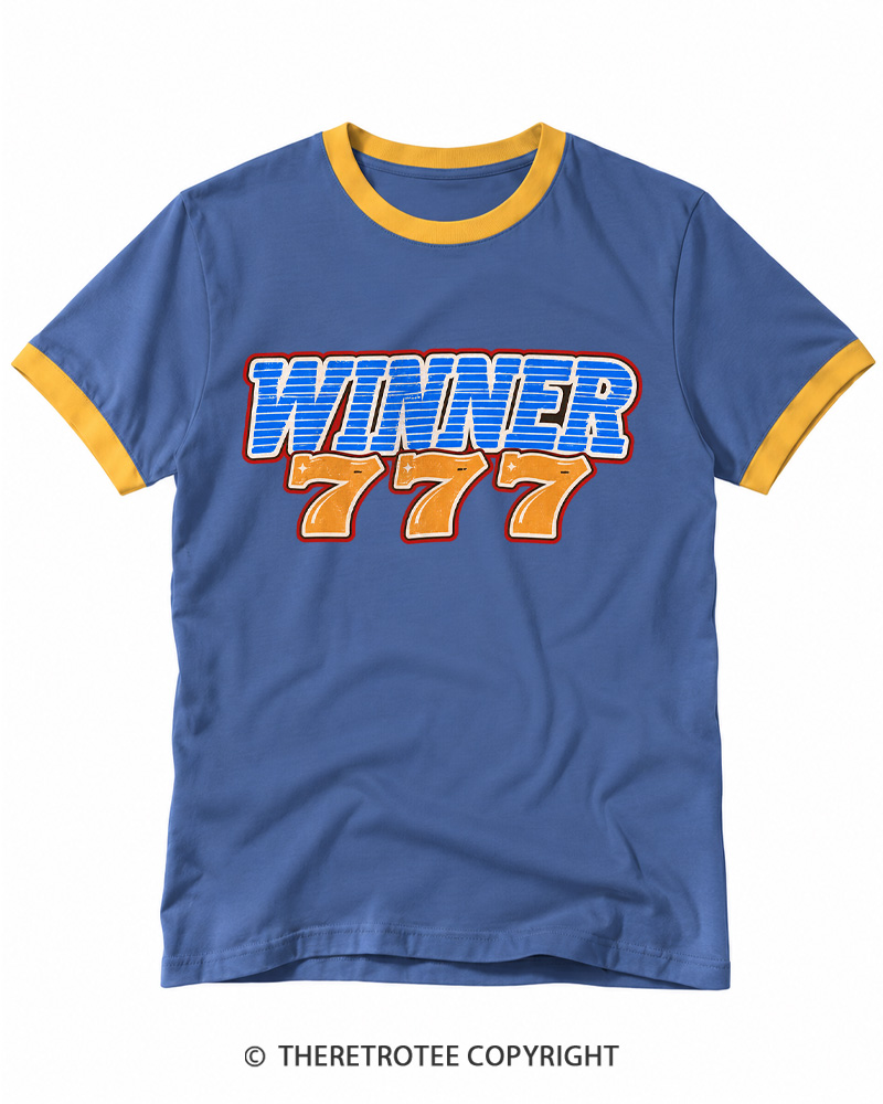 TheRetroTee Winner 777 Lucky Seven 1970s Ringer T-shirt
