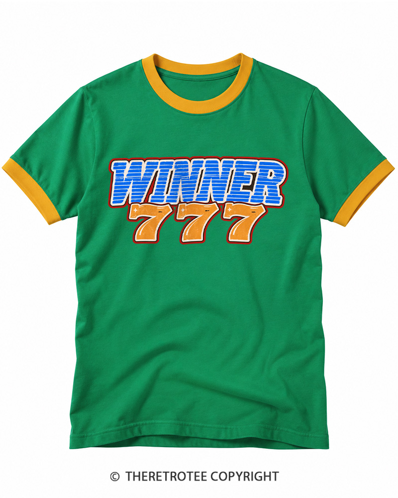 TheRetroTee Winner 777 Lucky Seven 1970s Ringer T-shirt