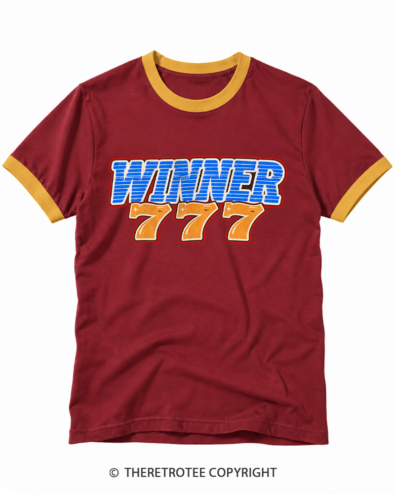 TheRetroTee Winner 777 Lucky Seven 1970s Ringer T-shirt