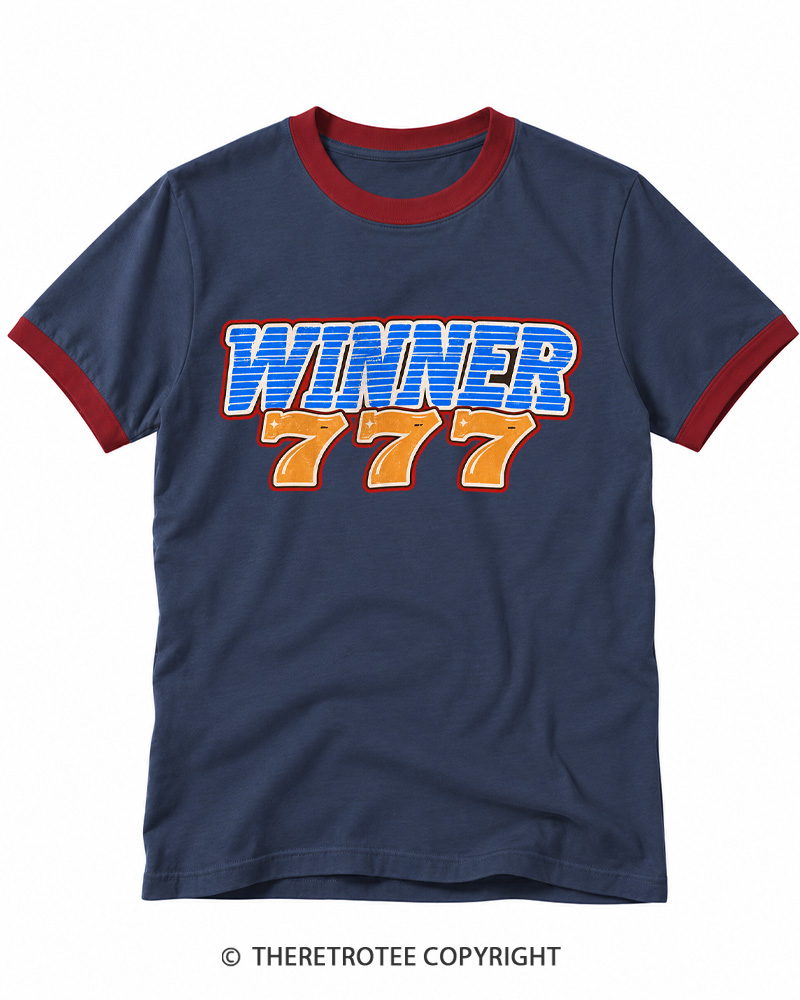 TheRetroTee Winner 777 Lucky Seven 1970s Ringer T-shirt