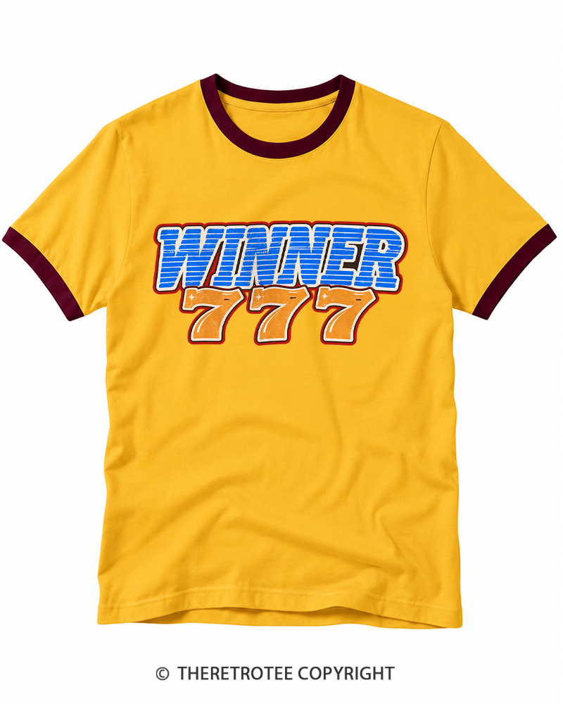 TheRetroTee Winner 777 Lucky Seven 1970s Ringer T-shirt