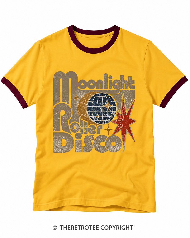 TheRetroTee Moonlight Disco 1970s Ringer T-shirt