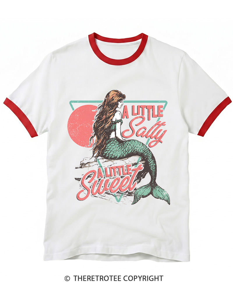 TheRetroTee A Little Salty a Little Sweet Ringer T-shirt
