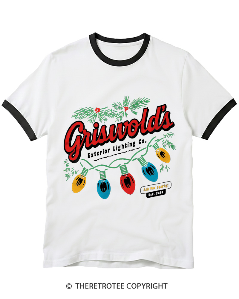 TheRetroTee Exterior Lighting 1980s Christmas Ringer T-shirt