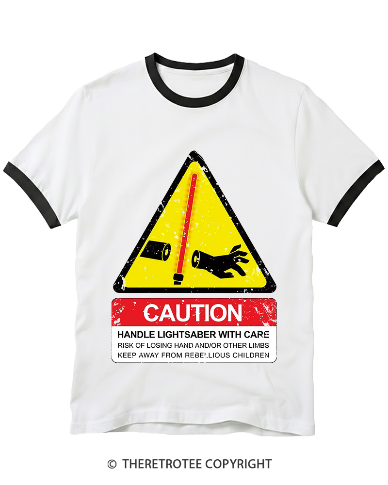 TheRetroTee Handle With Care 1970s Ringer T-shirt