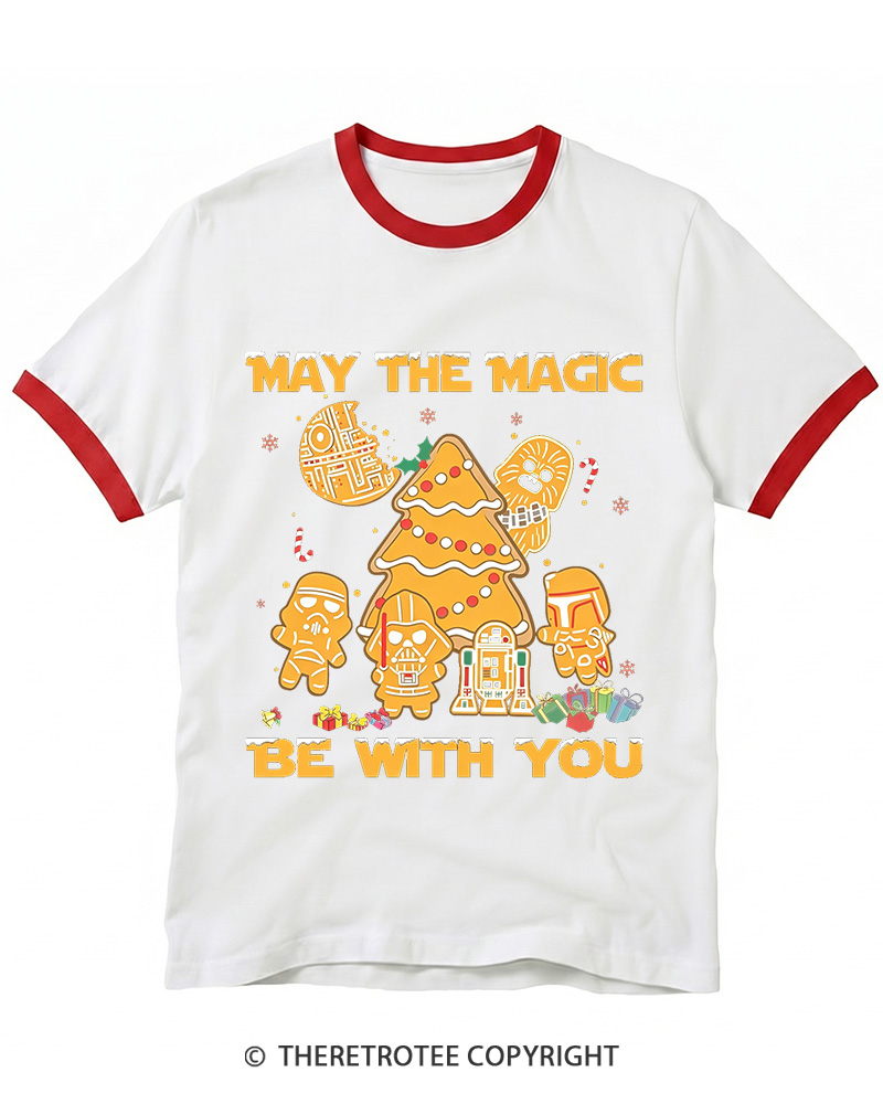 TheRetroTee May The Magic Be With You1980s Christmas Ringer T-shirt