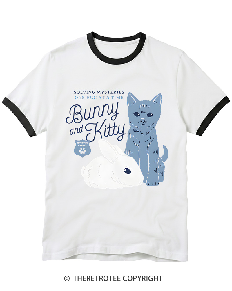 TheRetroTee Bunny and Kitty Ringer T-shirt