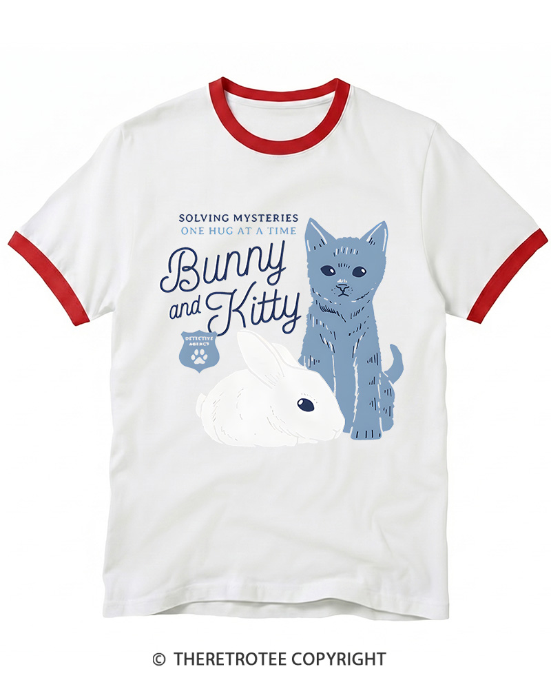 TheRetroTee Bunny and Kitty Ringer T-shirt