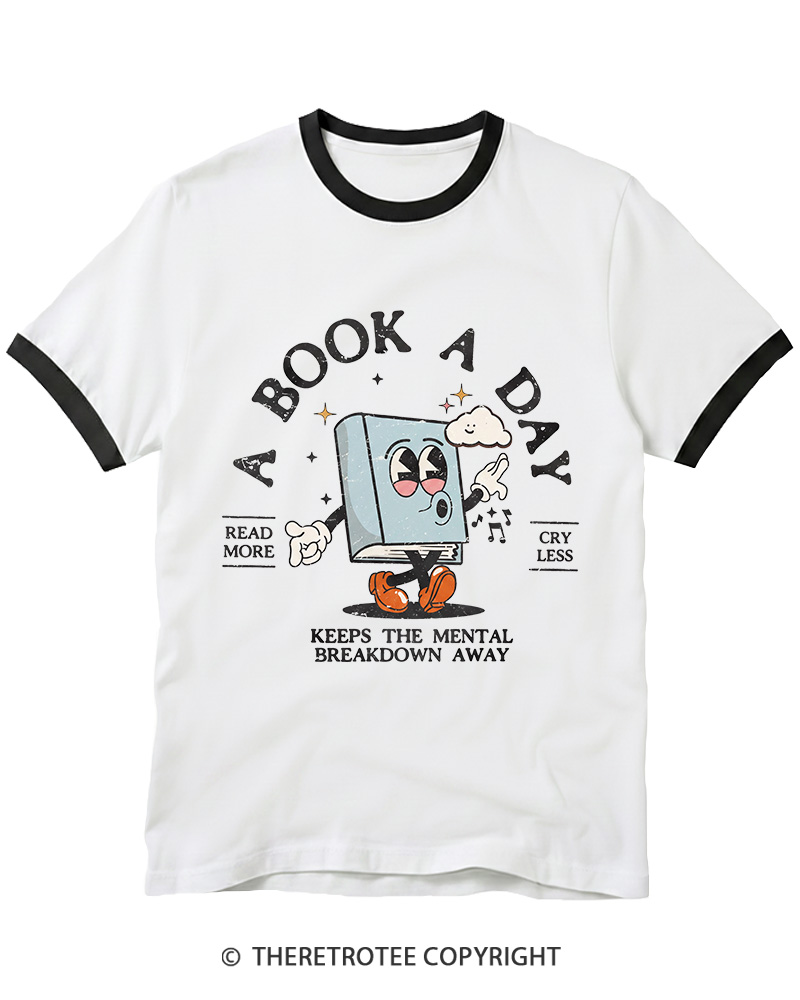 TheRetroTee A Book a Day Keeps The Mental Breakdown Away Ringer T-shirt