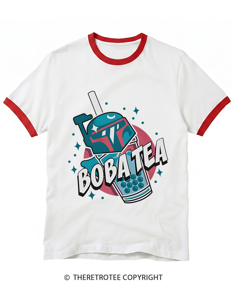 TheRetroTee Boba Tea 1980s Ringer T-shirt