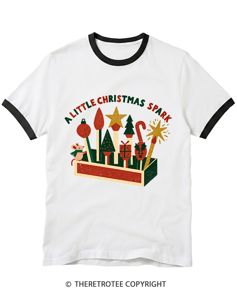 TheRetroTee A Little Christmas Spark 1950s Ringer T-Shirt