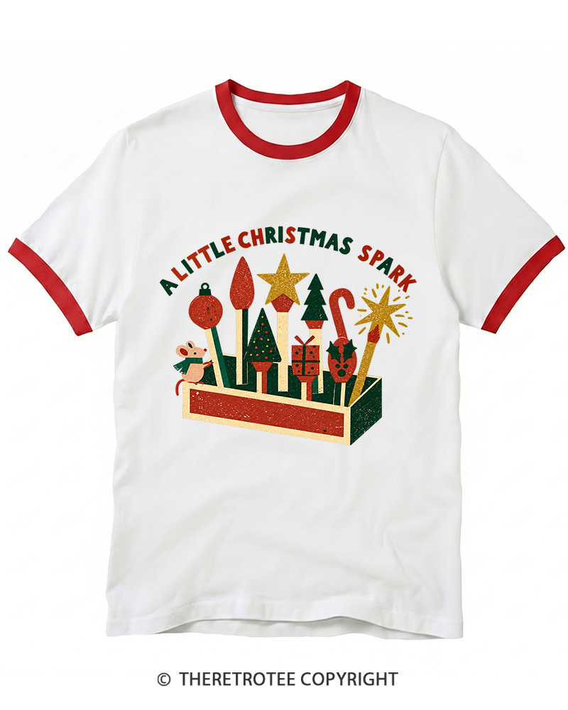 TheRetroTee A Little Christmas Spark 1950s Ringer T-Shirt