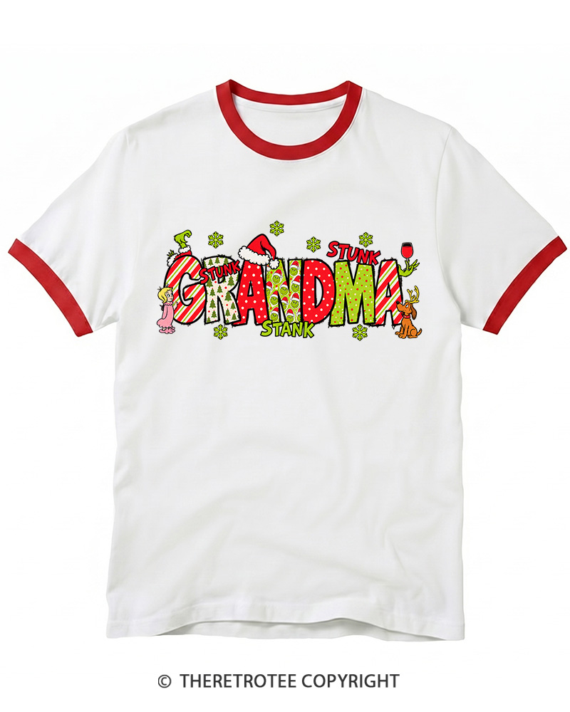 TheRetroTee Christmas Mom 1960s Ringer T-Shirt