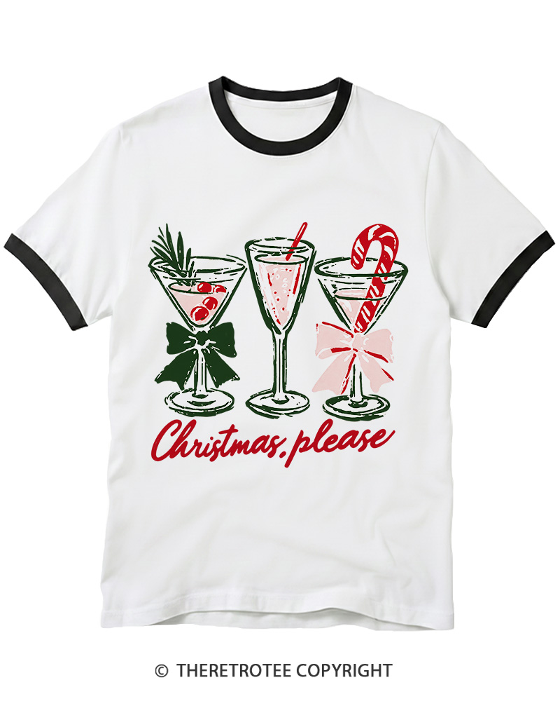 TheRetroTee Christmas Please 1950s Ringer T-Shirt