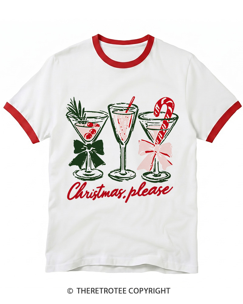 TheRetroTee Christmas Please 1950s Ringer T-Shirt
