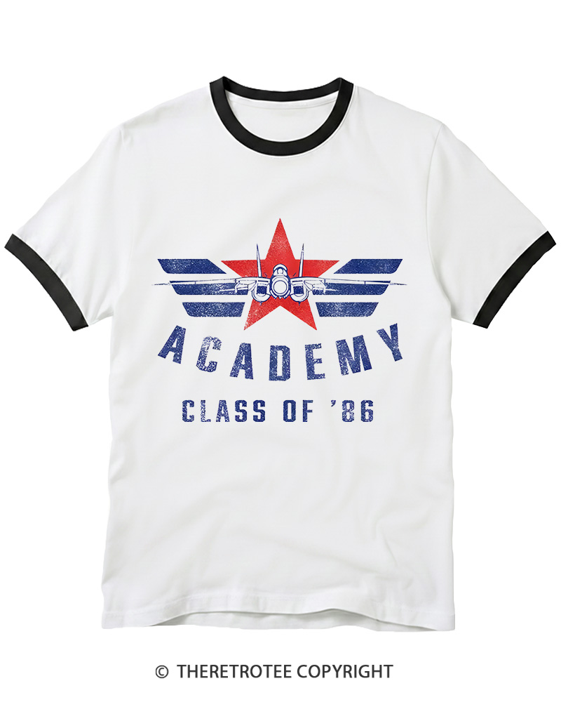 TheRetroTee Academy '86 1980s Ringer T-shirt