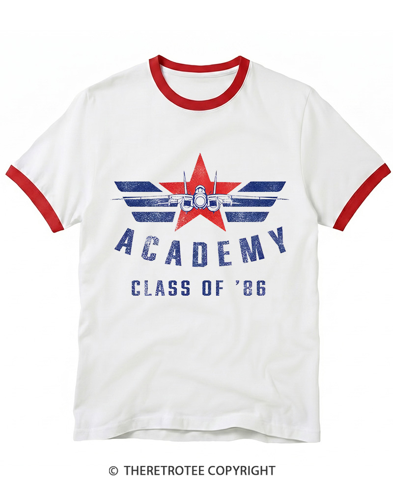 TheRetroTee Academy '86 1980s Ringer T-shirt