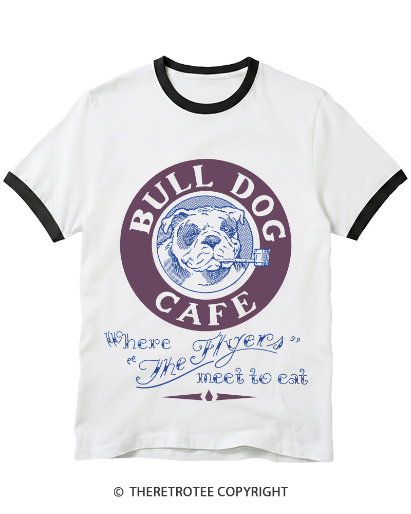 TheRetroTee Bulldog Cafe 1980s Ringer T-shirt
