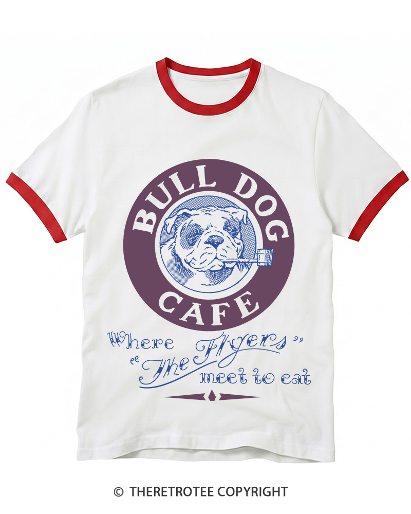 TheRetroTee Bulldog Cafe 1980s Ringer T-shirt