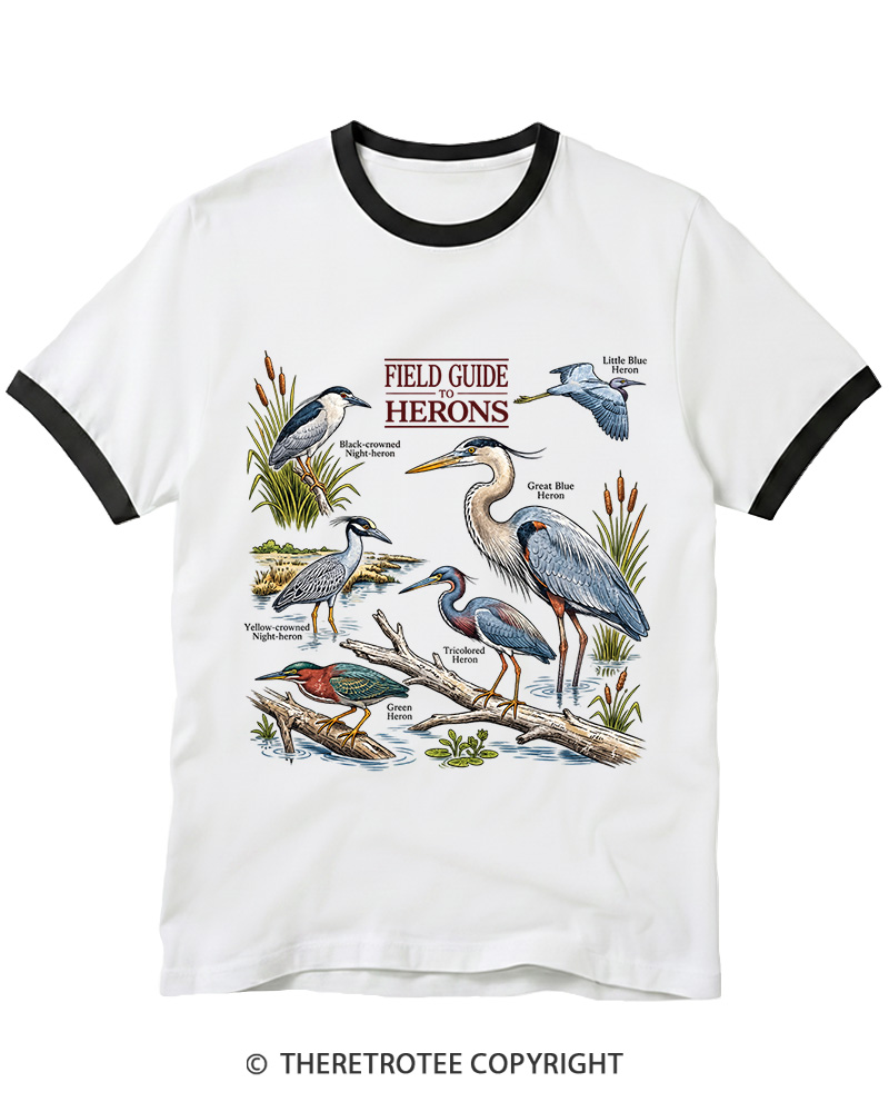 TheRetroTee Ivory Birdwatching Graphic 1990s Ringer T-Shirt