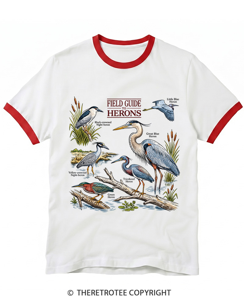 TheRetroTee Ivory Birdwatching Graphic 1990s Ringer T-Shirt