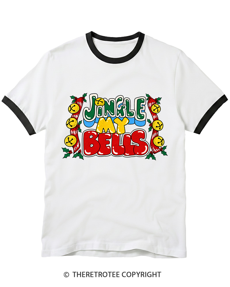 TheRetroTee Jingle My Bells 1990s Ringer T-Shirt