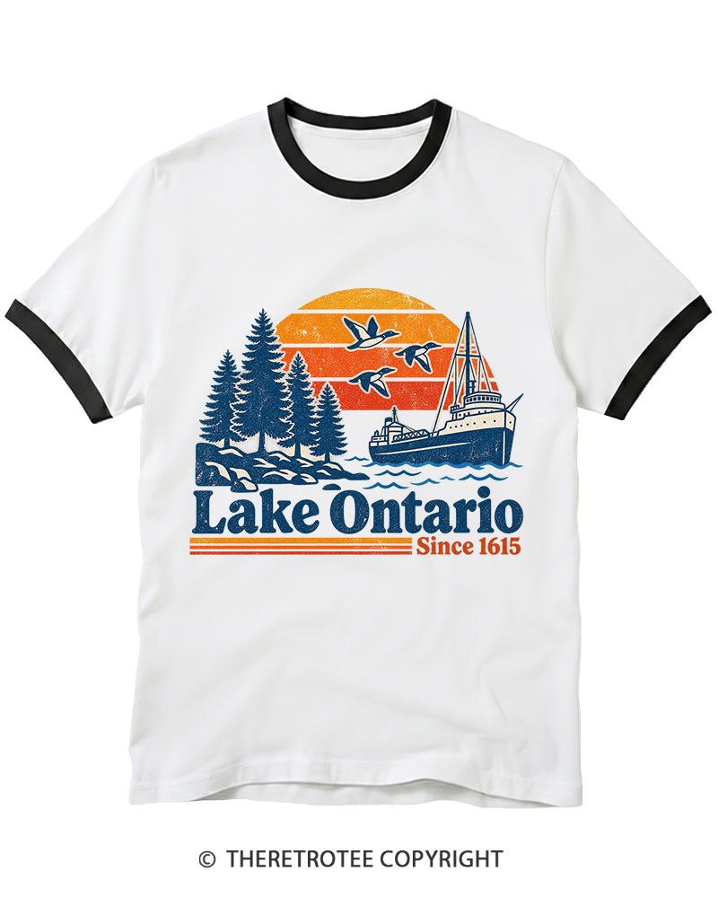 TheRetroTee Lake Ontario 1615 Ringer T-Shirt