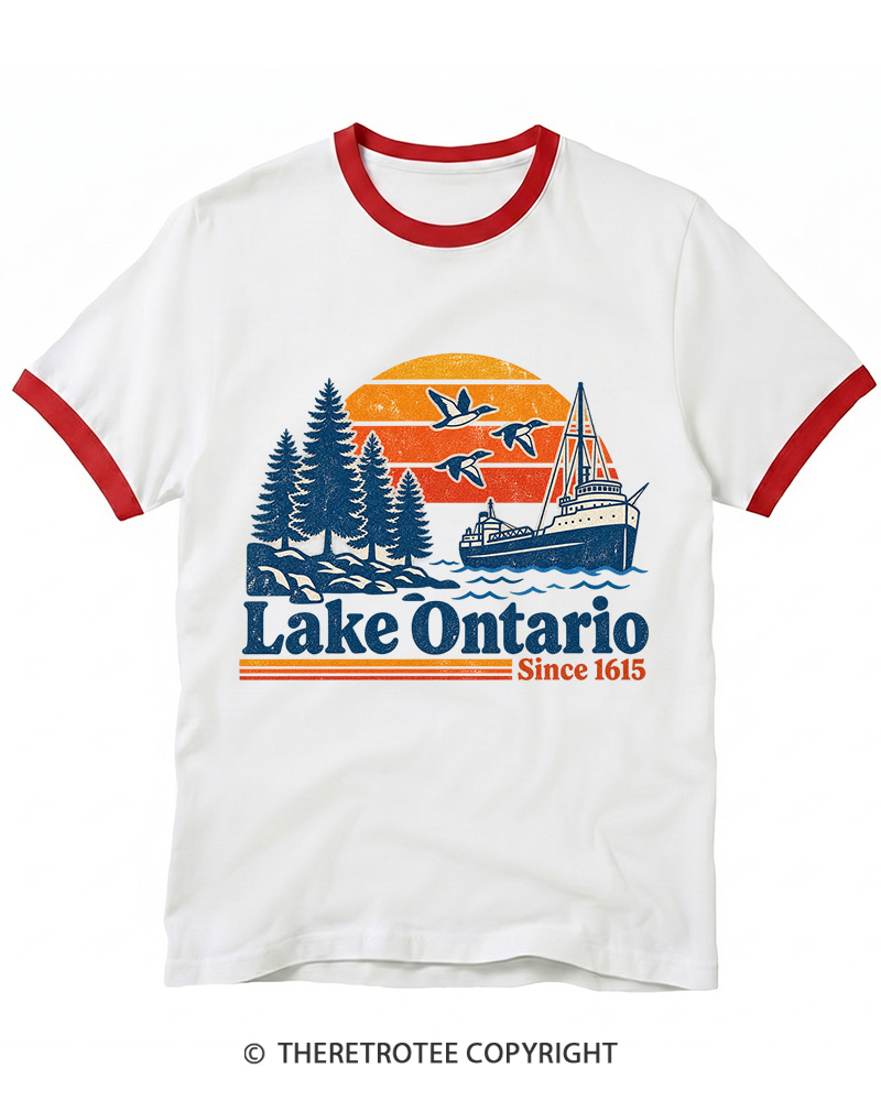 TheRetroTee Lake Ontario 1615 Ringer T-Shirt