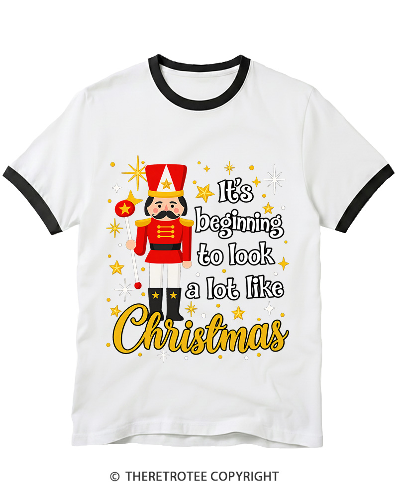TheRetroTee Look A Lot Like Christmas 1950s Ringer T-Shirt