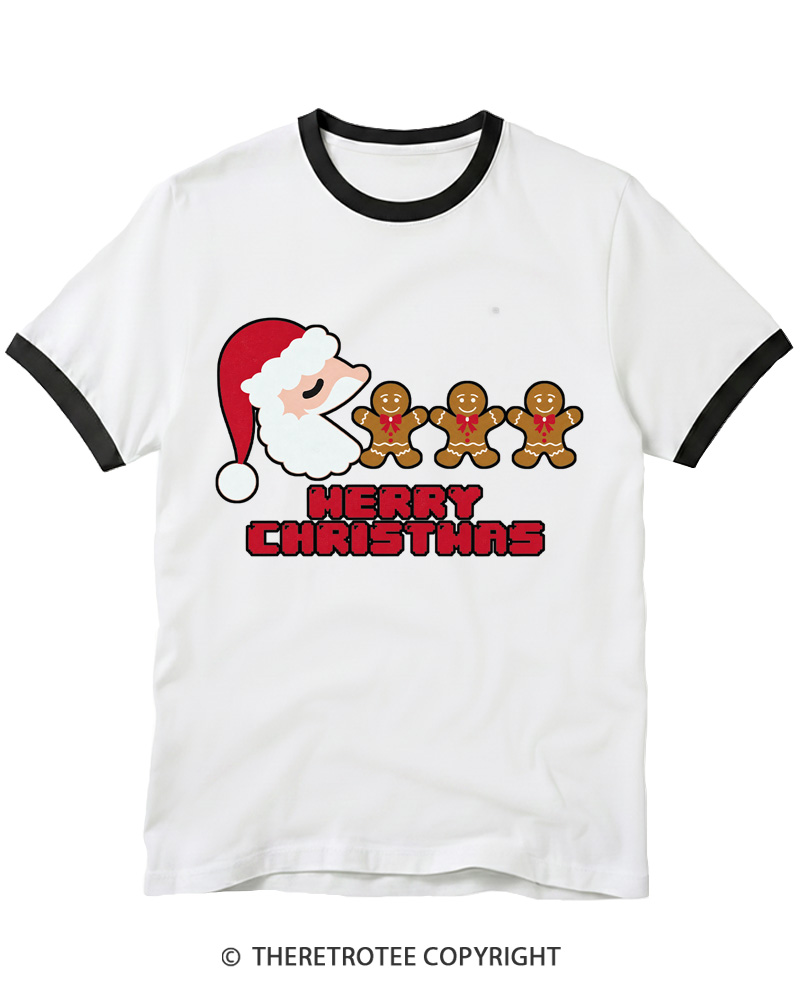 TheRetroTee Merry Christmas 1970s Ringer T-Shirt